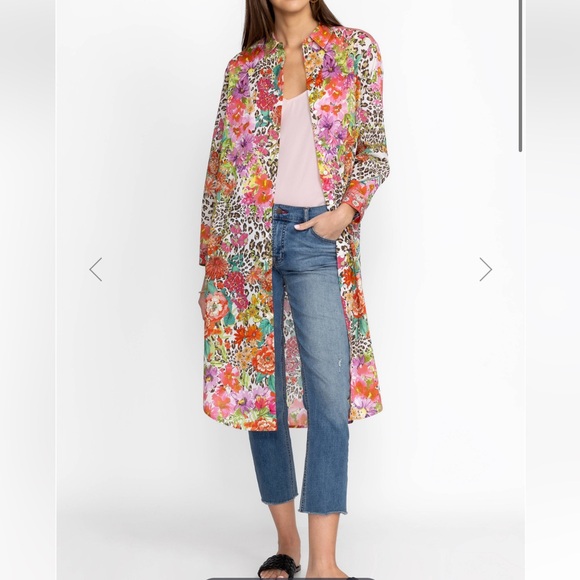 Johnny Was Tops - Johnny Was Wild Garden Relaxed Overshirt Floral Multicolor $199 MSRP Size Large